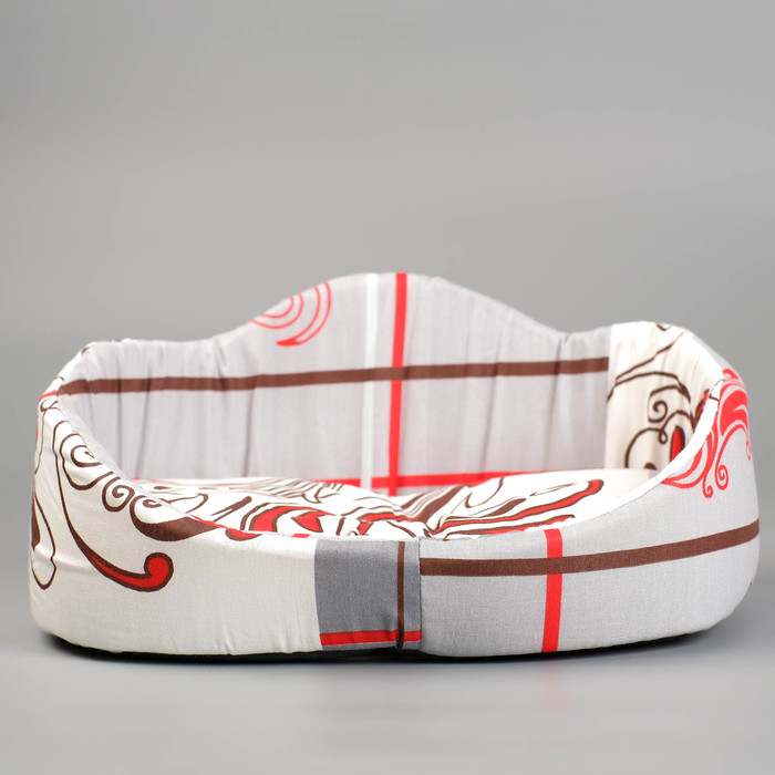 Лежанка овальная с фигурной спинкой, 38 х 25 х 18 см микс цветов