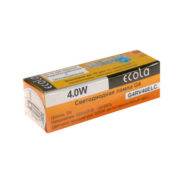 Лампа светодиодная Ecola, G4, 4 Вт, 4200 K, 320°, 55 х 16 мм