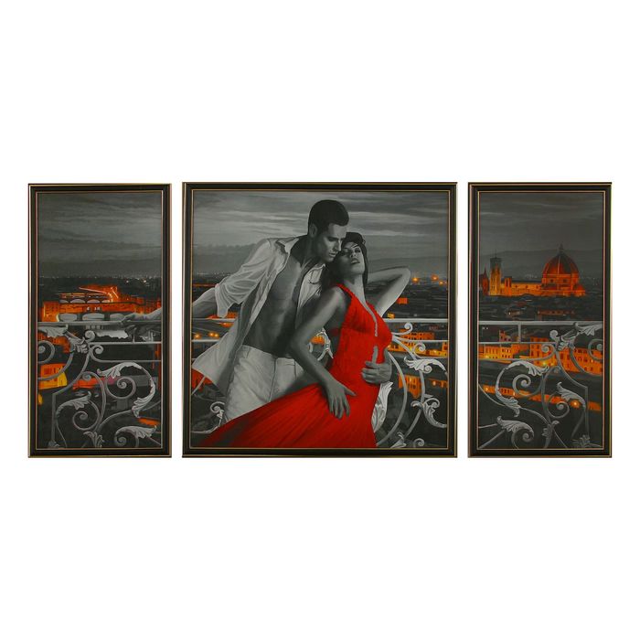 Модульная картина в раме "Соблазн", 2 шт. — 28×53 см, 1 шт. — 53×53 см,53×109 см