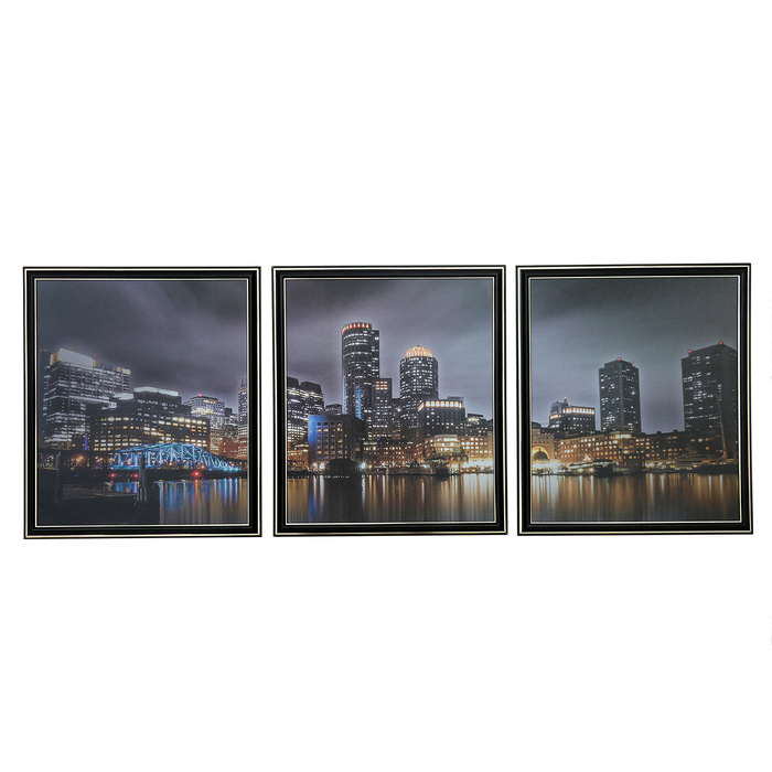 Модульная картина в раме "Ночная жизнь", 35×90 см