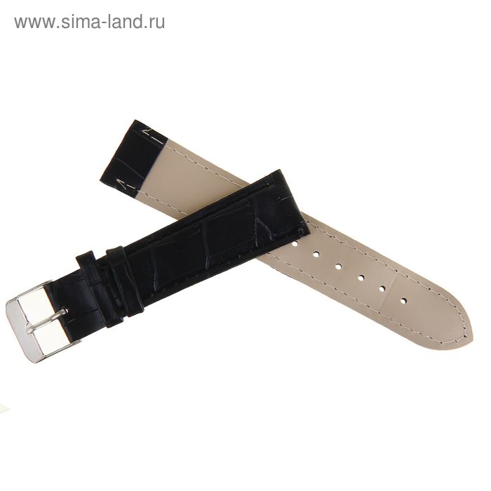 

Ремешок для часов, 20 мм, экокожа, l-19 см, черный