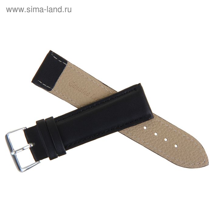 

Ремешок для часов, 22 мм, экокожа, l=20 см, черный,