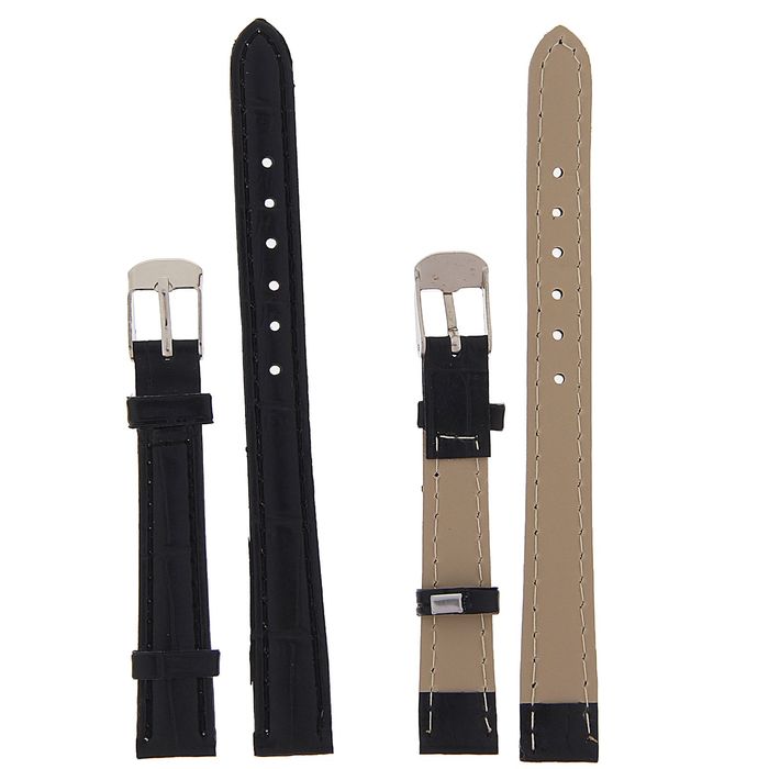 Ремешок для часов, 12 мм, 19 см, чёрная рептилия