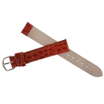 Ремешок для часов, 16мм, экокожа, фактура рептилия, бордо, 19см