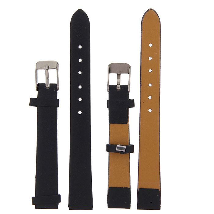 Ремешок для часов, кожзам, 12мм, черный 19см
