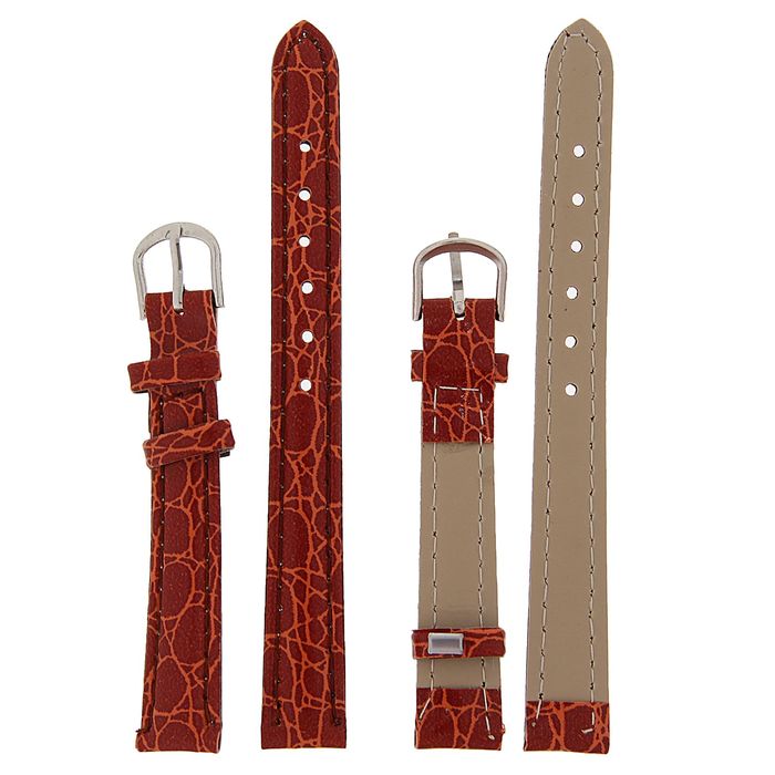 Ремешок для часов, кожзам, 12мм, Рептилия бордо 19см