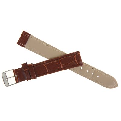 Ремешок для часов, 16мм, экокожа, фактура рептилия, коричневый, 19см