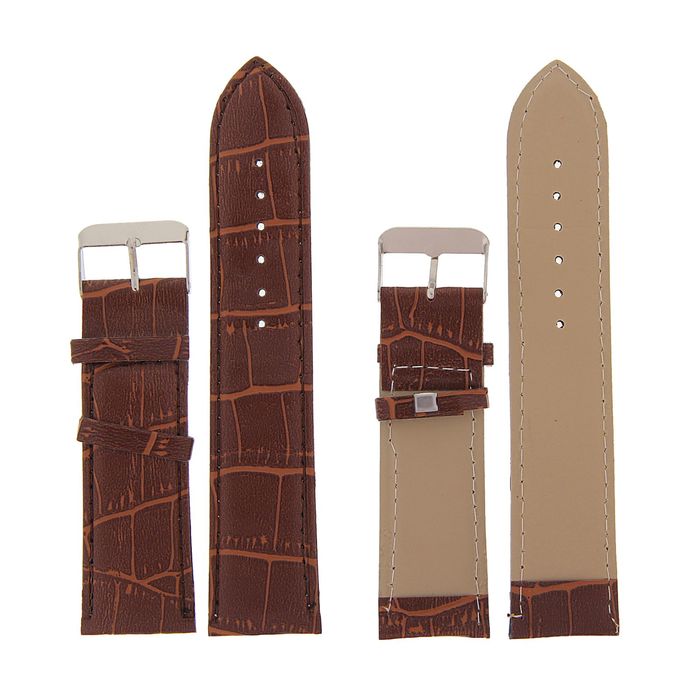 Ремешок для часов, 24 мм, 19 см, коричневая рептилия