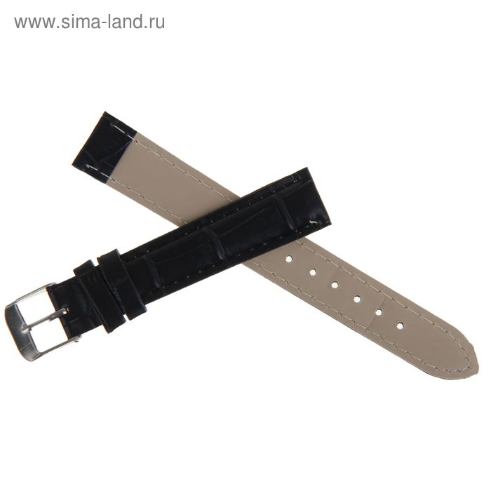 

Ремешок для часов "Соломон", 16 мм, экокожа, l-19 см, черный
