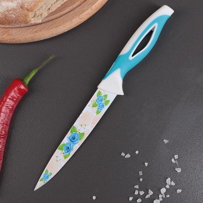 Нож с антиналипающим покрытием "Райский сад", лезвие 12,5 см, МИКС