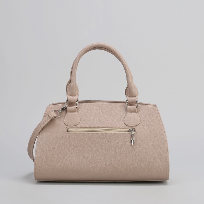 Сумка женская на молнии, 2 отдела, наружный карман, бежевый