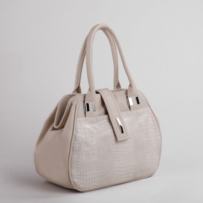 Сумка женская, 1 отдел, 2 наружных кармана, светло-бежевый