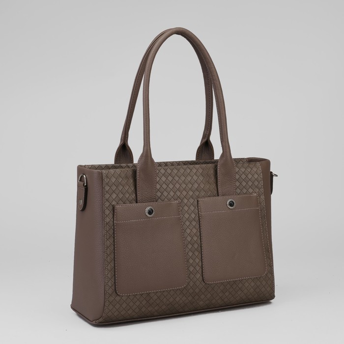 Сумка женская на молнии, 1 отдел, 3 наружных кармана, коричневый