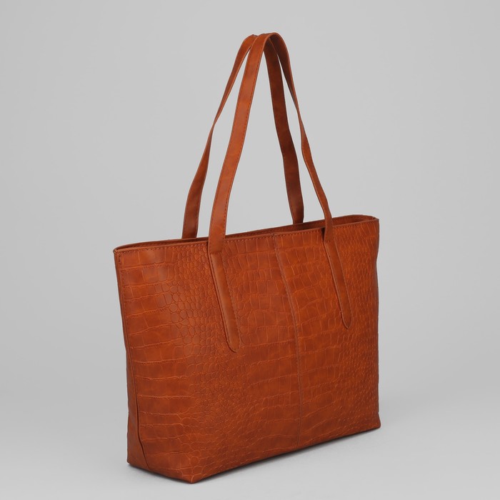 Сумка женская на молнии, 1 отдел с перегородкой, коричневая