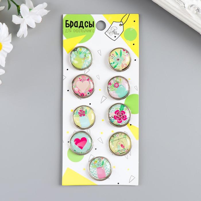 Брадсы для скрапбукинга "Нежность" ( набор 9 шт. 1,9 см.) МИКС 14х6,5 см