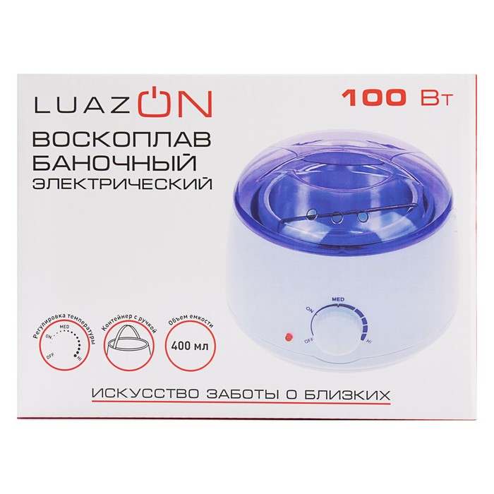 Воскоплав LuazON LVPL-07, баночный, 100 Вт, 400 г, регулировка температуры, 220 В, сиреневый