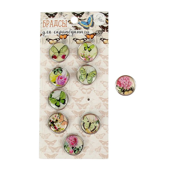 Брадсы для скрапбукинга "Шебби шик" (набор 9 шт. 1,9 см.) МИКС 14х6,5 см