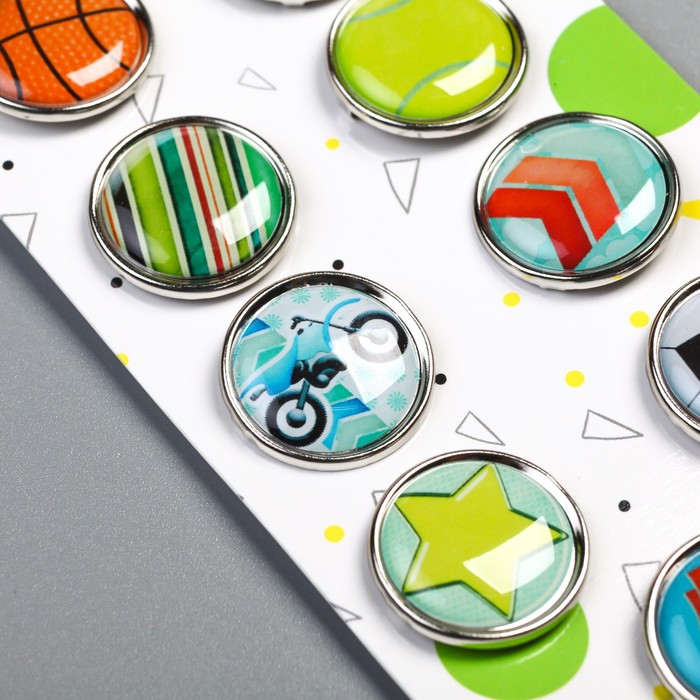 Брадсы для скрапбукинга "Спорт" (набор 9 шт. 1,9 см.) МИКС 14х6,5 см