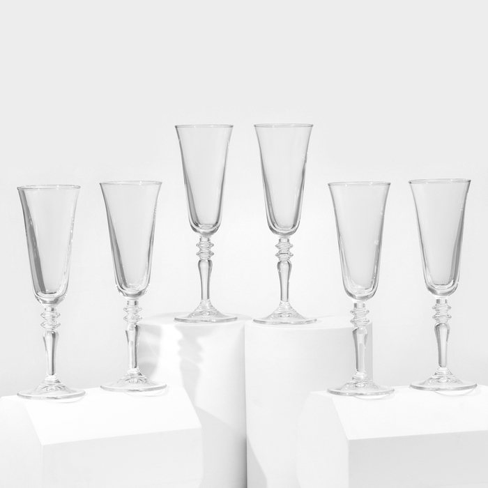 набор бокалов для шампанского дуэт стеклянный 180 мл 2 шт Набор бокалов для шампанского стеклянный Vintage, 190 мл, 6 шт