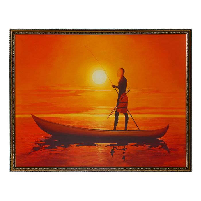 Картина "В лодке на закате" рама микс