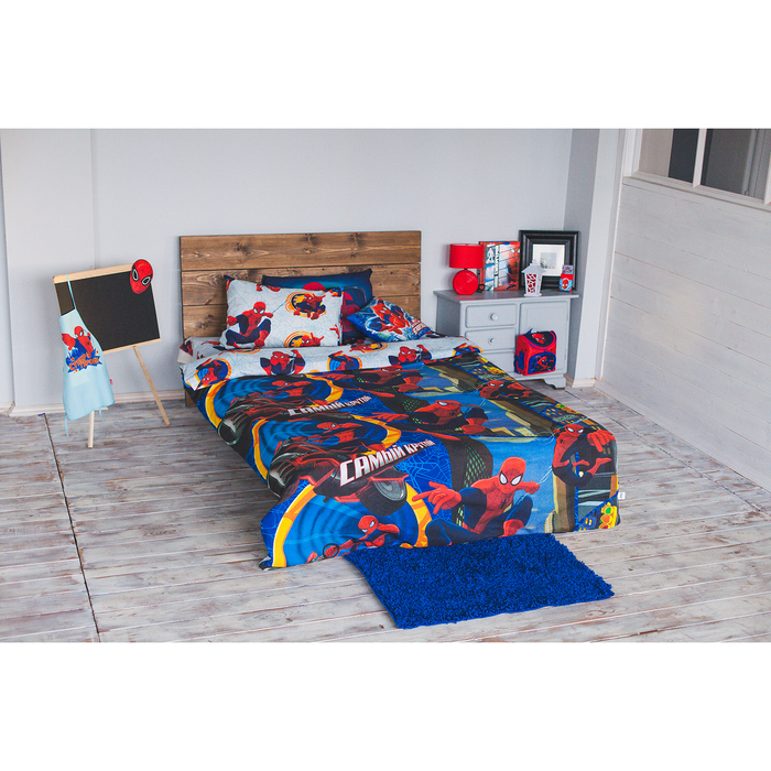 Постельное бельё 1,5 сп "Человек-Паук: Самый крутой", размер 143х215 см, 150х214 см, 50х70 см -1 шт., 100% хлопок, бязь 125 г/м2