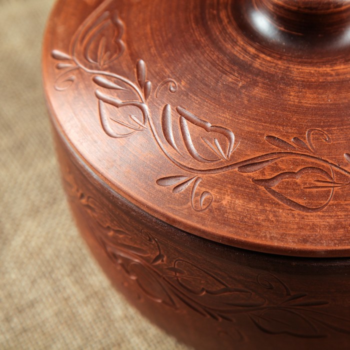 Жаровня, декор, красная глина, 2 л