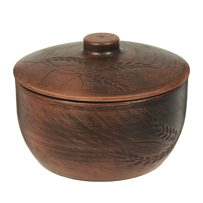 Жаровня, декор, красная глина, 2 л