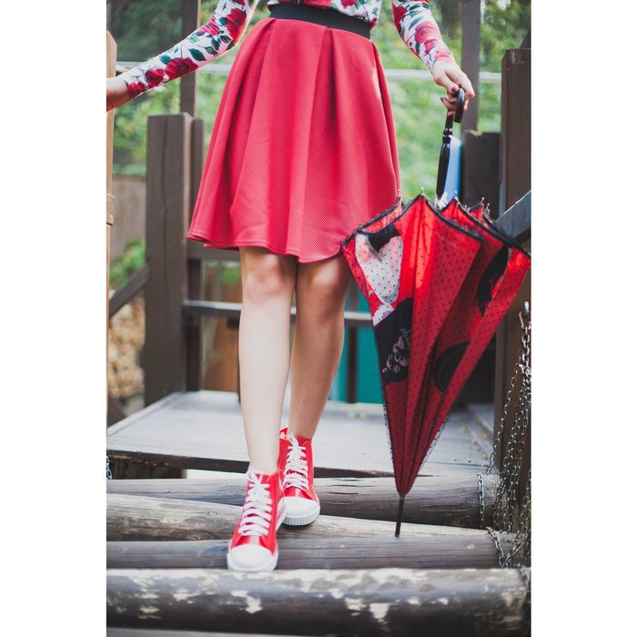 Юбка женская 4577, размер 42, рост 164 см, цвет коралл/чёрный