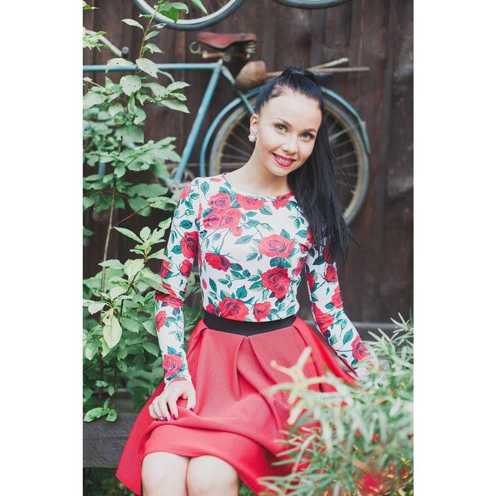 Юбка женская 4577, размер 42, рост 164 см, цвет коралл/чёрный