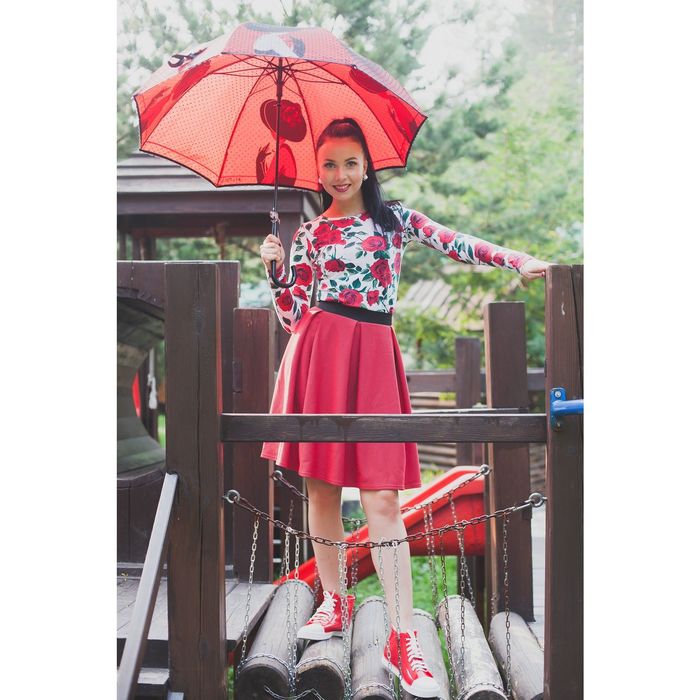 Юбка женская 4577, размер 42, рост 164 см, цвет коралл/чёрный