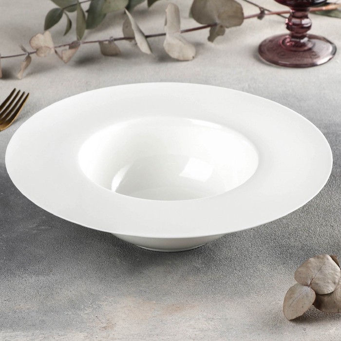 Тарелка фарфоровая для пасты Wilmax, 600 мл, d=25 см, цвет белый тарелка фарфоровая для пасты wilmax splash 250 мл d 27 см цвет красный