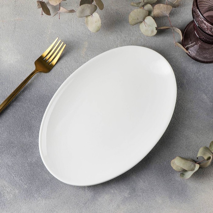 Блюдо фарфоровое овальное Wilmax Olivia, 25,5×17 см, цвет белый блюдо фарфоровое wilmax 26×17 5 см цвет белый