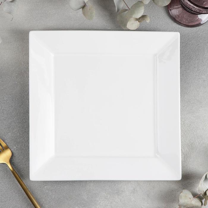 Тарелка фарфоровая квадратная Wilmax Stella, 25×25 см, цвет белый тарелка квадратная wilmax 17х17 см цвет песочный
