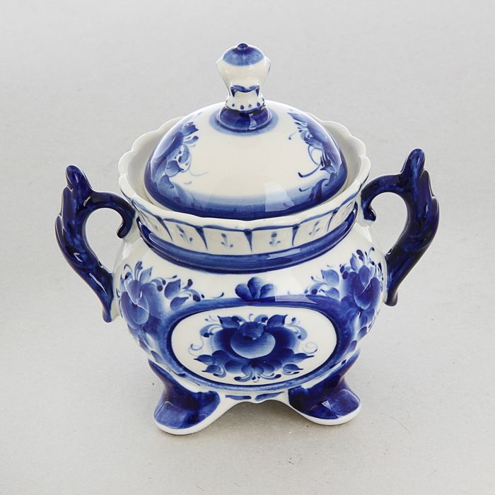 Конфетница «Праздник», гжель, кобальт