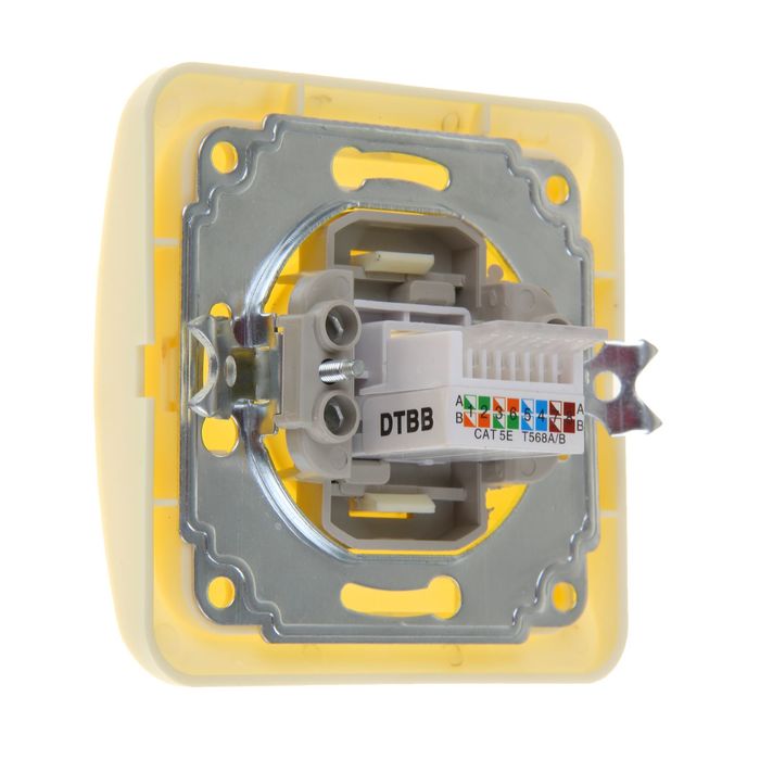 Розетка компьютерная POWERMAN Classic 2035, одноместная, скрытая, цвет кремовый