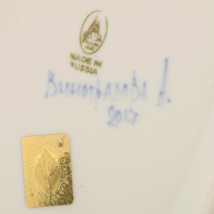 Селёдочница «Ракушка», гжель, фарфор