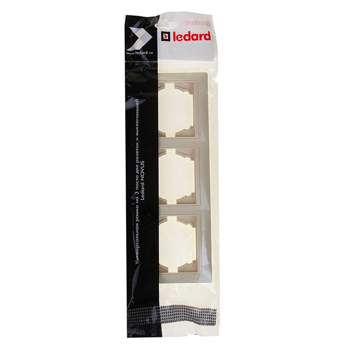 Рамка LEDARD Novus, трехместная, вертикальная, цвет слоновая кость