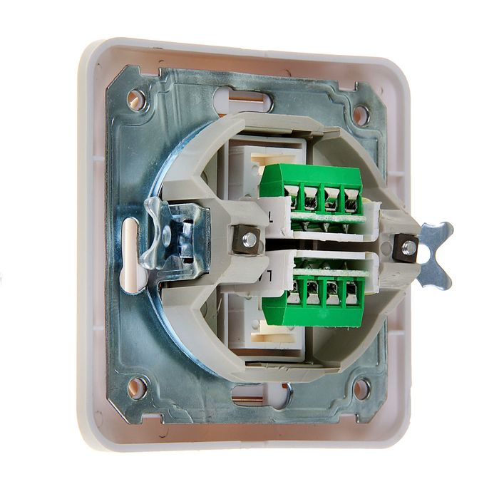 Розетка телефонная POWERMAN Classic 2134, двухместная, скрытая, белая