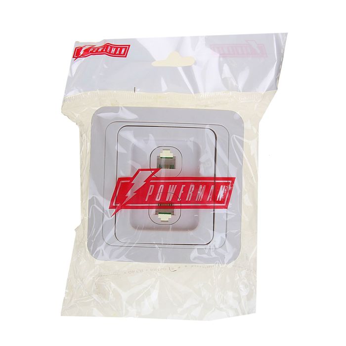 Розетка телефонная POWERMAN Classic 2134, двухместная, скрытая, белая