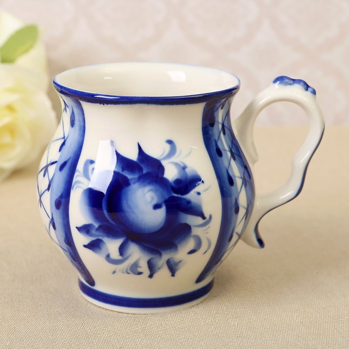 Кружка «Голубка», гжель, кобальт