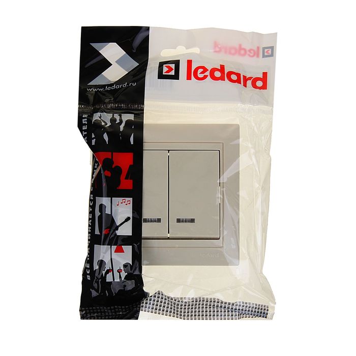 Выключатель LEDARD Novus, 10 А, 250 В, 2 клавиши, скрытый, цвет слоновая кость