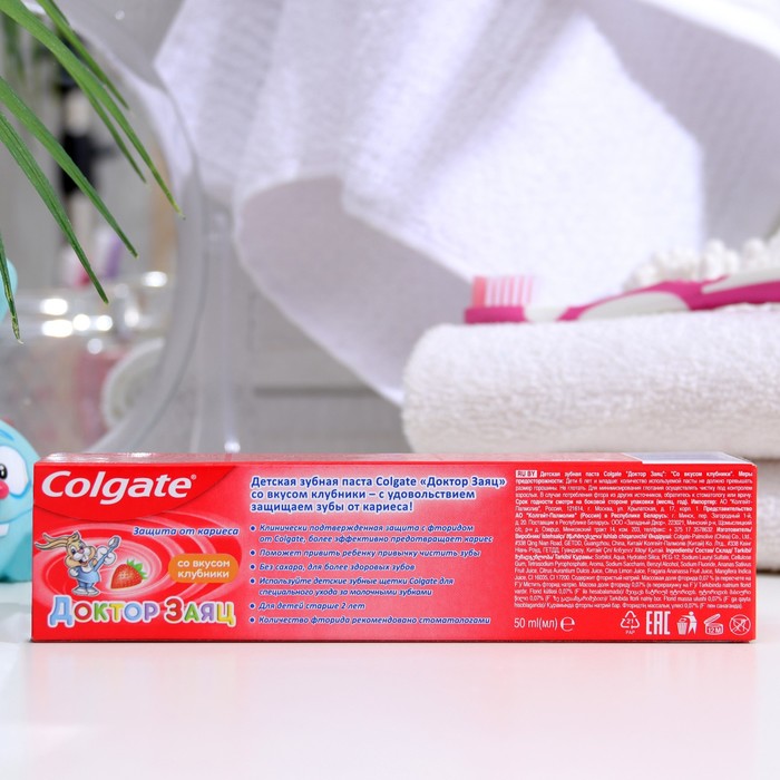 фото Зубная паста colgate «доктор заяц», со вкусом клубники, 50 мл