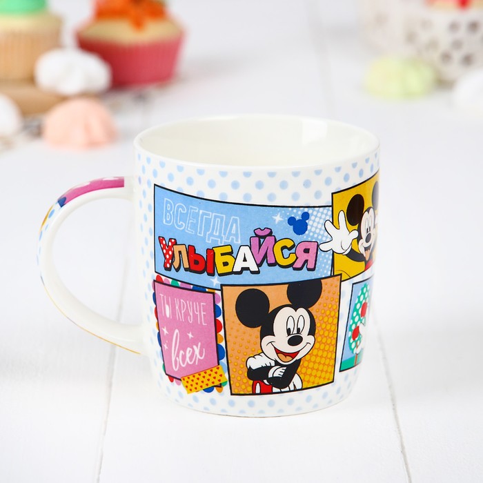 Набор кружка с ложкой "Улыбайся" Микки Маус, 350 мл