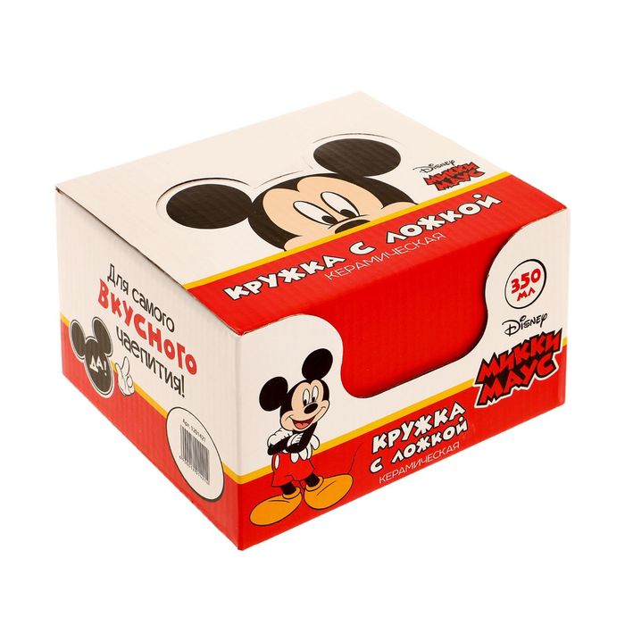 Набор кружка с ложкой "Улыбайся" Микки Маус, 350 мл