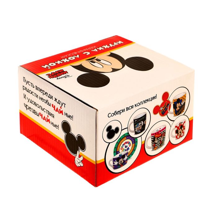 Набор кружка с ложкой "Улыбайся" Микки Маус, 350 мл