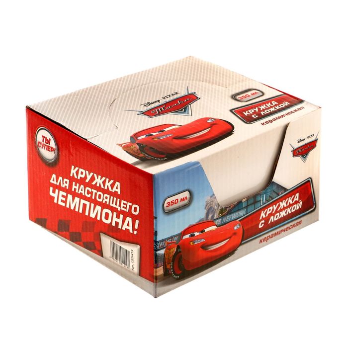 Набор кружка с ложкой "Ты яркий, смелый, крутой" Тачки, 350 мл