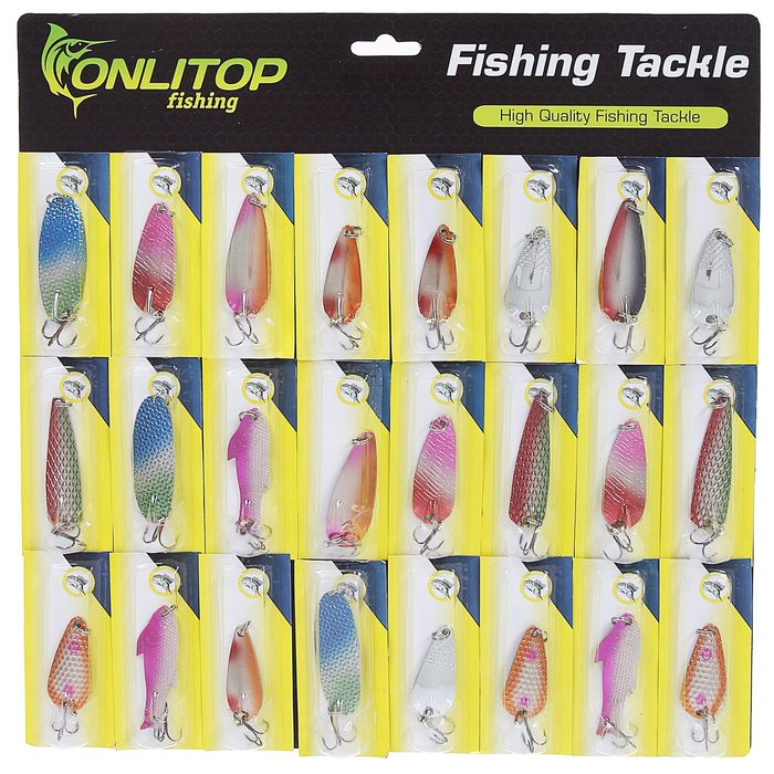 Набор блесен, 20 грамм, модели микс, цвет микс, 24 шт.