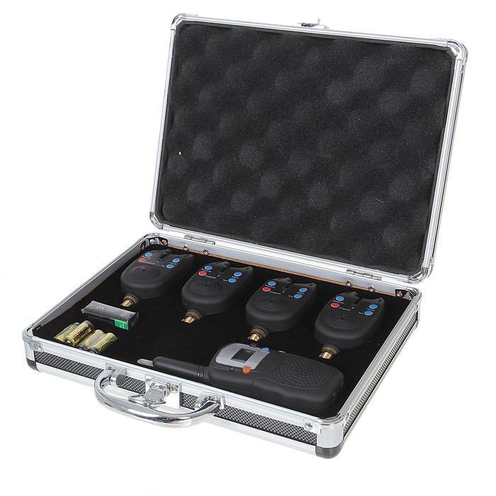 Набор сигнализаторов поклёвки с пейджером в кейсе 4+1