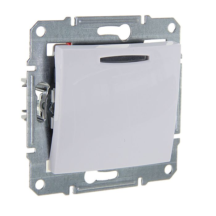 Выключатель "Sedna" SchE SDN1400121, 10 А, 1 клавиша, с подсветкой, скрытый, белый