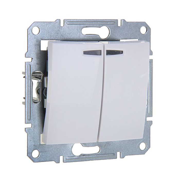 Выключатель "Sedna" SchE SDN0300321, 10 А, 2 клавиши, с подсветкой, белый